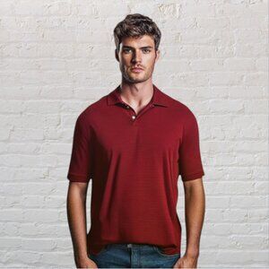 DOCKERS -- Polo Shirt, Large Man, Short Sleeved, Pullover, Rust Colored